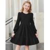 Arshiner Girls Sweater Dress Fall Winter Puff Long Sleeve Knit Pullover Formal Dresses with Pockets 6-14Y(Black)