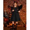 Arshiner Girls Sweater Dress Fall Winter Puff Long Sleeve Knit Pullover Formal Dresses with Pockets 6-14Y(Black)