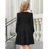 Arshiner Girls Sweater Dress Fall Winter Puff Long Sleeve Knit Pullover Formal Dresses with Pockets 6-14Y(Black)