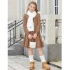 Arshiner Girls Sweater Dress Fall Winter Puff Long Sleeve Knit Pullover Formal Dresses with Pockets 6-14Y(Brown)
