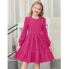 Arshiner Girls Sweater Dress Fall Winter Puff Long Sleeve Knit Pullover Formal Dresses with Pockets 6-14Y(Hot Pink)