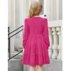 Arshiner Girls Sweater Dress Fall Winter Puff Long Sleeve Knit Pullover Formal Dresses with Pockets 6-14Y(Hot Pink)