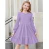 Arshiner Girls Sweater Dress Fall Winter Puff Long Sleeve Knit Pullover Formal Dresses with Pockets 6-14Y(Lavender)