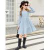 Arshiner Girls Sweater Dress Fall Winter Puff Long Sleeve Knit Pullover Formal Dresses with Pockets 6-14Y(Light Blue)