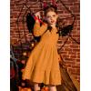 Arshiner Girls Sweater Dress Fall Winter Puff Long Sleeve Knit Pullover Formal Dresses with Pockets 6-14Y(Orange)