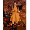 Arshiner Girls Sweater Dress Fall Winter Puff Long Sleeve Knit Pullover Formal Dresses with Pockets 6-14Y(Orange)