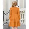 Arshiner Girls Sweater Dress Fall Winter Puff Long Sleeve Knit Pullover Formal Dresses with Pockets 6-14Y(Orange)