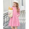 Arshiner Girls Sweater Dress Fall Winter Puff Long Sleeve Knit Pullover Formal Dresses with Pockets 6-14Y(Peach Pink)