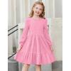 Arshiner Girls Sweater Dress Fall Winter Puff Long Sleeve Knit Pullover Formal Dresses with Pockets 6-14Y(Peach Pink)