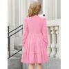 Arshiner Girls Sweater Dress Fall Winter Puff Long Sleeve Knit Pullover Formal Dresses with Pockets 6-14Y(Peach Pink)