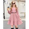 Arshiner Girls Sweater Dress Fall Winter Puff Long Sleeve Knit Pullover Formal Dresses with Pockets 6-14Y(Pink)