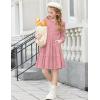 Arshiner Girls Sweater Dress Fall Winter Puff Long Sleeve Knit Pullover Formal Dresses with Pockets 6-14Y(Pink)