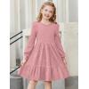 Arshiner Girls Sweater Dress Fall Winter Puff Long Sleeve Knit Pullover Formal Dresses with Pockets 6-14Y(Pink)