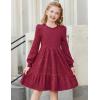 Arshiner Girls Sweater Dress Fall Winter Puff Long Sleeve Knit Pullover Formal Dresses with Pockets 6-14Y(Red)