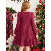 Arshiner Girls Sweater Dress Fall Winter Puff Long Sleeve Knit Pullover Formal Dresses with Pockets 6-14Y(Red)