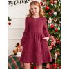 Arshiner Girls Sweater Dress Fall Winter Puff Long Sleeve Knit Pullover Formal Dresses with Pockets 6-14Y(Red)