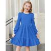 Arshiner Girls Sweater Dress Fall Winter Puff Long Sleeve Knit Pullover Formal Dresses with Pockets 6-14Y(Sky Blue)