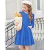 Arshiner Girls Sweater Dress Fall Winter Puff Long Sleeve Knit Pullover Formal Dresses with Pockets 6-14Y(Sky Blue)