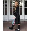 Arshiner Girls Sweater Dress Long Sleeve Button Knit Fall Winter Pullover Dresses for Kids 5-12 Years(Black-white)