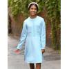 Arshiner Girls Sweater Dress Long Sleeve Button Knit Fall Winter Pullover Dresses for Kids 5-12 Years(Blue)