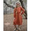 Arshiner Girls Sweater Dress Long Sleeve Button Knit Fall Winter Pullover Dresses for Kids 5-12 Years(Brown)