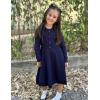 Arshiner Girls Sweater Dress Long Sleeve Button Knit Fall Winter Pullover Dresses for Kids 5-12 Years(Dark Blue)