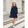 Arshiner Girls Sweater Dress Long Sleeve Button Knit Fall Winter Pullover Dresses for Kids 5-12 Years(Dark Blue)