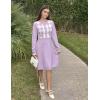 Arshiner Girls Sweater Dress Long Sleeve Button Knit Fall Winter Pullover Dresses for Kids 5-12 Years(Dusty Purple)