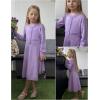 Arshiner Girls Sweater Dress Long Sleeve Button Knit Fall Winter Pullover Dresses for Kids 5-12 Years(Lavender)