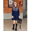 Arshiner Girls Sweater Dress Long Sleeve Button Knit Fall Winter Pullover Dresses for Kids 5-12 Years(Navy Blue)