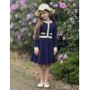 Arshiner Girls Sweater Dress Long Sleeve Button Knit Fall Winter Pullover Dresses for Kids 5-12 Years(Navy Blue-white)