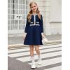 Arshiner Girls Sweater Dress Long Sleeve Button Knit Fall Winter Pullover Dresses for Kids 5-12 Years(Navy Blue-white)