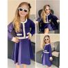 Arshiner Girls Sweater Dress Long Sleeve Button Knit Fall Winter Pullover Dresses for Kids 5-12 Years(Navy Blue-white)
