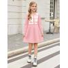 Arshiner Girls Sweater Dress Long Sleeve Button Knit Fall Winter Pullover Dresses for Kids 5-12 Years(Pink)