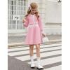 Arshiner Girls Sweater Dress Long Sleeve Button Knit Fall Winter Pullover Dresses for Kids 5-12 Years(Pink-white)