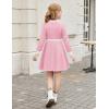 Arshiner Girls Sweater Dress Long Sleeve Button Knit Fall Winter Pullover Dresses for Kids 5-12 Years(Pink-white)