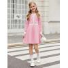 Arshiner Girls Sweater Dress Long Sleeve Button Knit Fall Winter Pullover Dresses for Kids 5-12 Years(Pink-white)