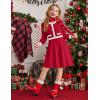 Arshiner Girls Sweater Dress Long Sleeve Button Knit Fall Winter Pullover Dresses for Kids 5-12 Years(Red-white)