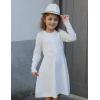 Arshiner Girls Sweater Dress Long Sleeve Button Knit Fall Winter Pullover Dresses for Kids 5-12 Years(White)