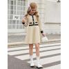 Arshiner Girls Sweater Dress Long Sleeve Button Knit Fall Winter Pullover Dresses for Kids 5-12 Years(White-black)