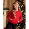 Arshiner Girls Sweatshirt Teen Waffle Cropped Hoodies Casual Long Sleeve Cute Pullover Tops(Red)