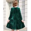 Arshiner Girls Velvet Tiered Dress Long Sleeve Crew Neck Elegant Tween Twirly Dresses for 6-13 Years(A-green)