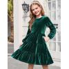Arshiner Girls Velvet Tiered Dress Long Sleeve Crew Neck Elegant Tween Twirly Dresses for 6-13 Years(A-green)