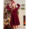 Arshiner Girls Velvet Tiered Dress Long Sleeve Crew Neck Elegant Tween Twirly Dresses for 6-13 Years(A-red)
