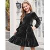 Arshiner Girls Velvet Tiered Dress Long Sleeve Crew Neck Elegant Tween Twirly Dresses for 6-13 Years(Black)