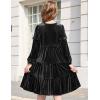 Arshiner Girls Velvet Tiered Dress Long Sleeve Crew Neck Elegant Tween Twirly Dresses for 6-13 Years(Black)