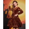 Arshiner Girls Velvet Tiered Dress Long Sleeve Crew Neck Elegant Tween Twirly Dresses for 6-13 Years(Caramel)