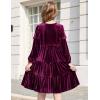 Arshiner Girls Velvet Tiered Dress Long Sleeve Crew Neck Elegant Tween Twirly Dresses for 6-13 Years(Fuchsia)