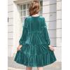 Arshiner Girls Velvet Tiered Dress Long Sleeve Crew Neck Elegant Tween Twirly Dresses for 6-13 Years(Peacock Blue)