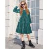 Arshiner Girls Velvet Tiered Dress Long Sleeve Crew Neck Elegant Tween Twirly Dresses for 6-13 Years(Peacock Blue)